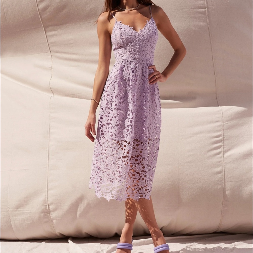 LACE A LINE MIDI DRESS